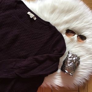 LOFT Maroon Basketweave Sweater Dress